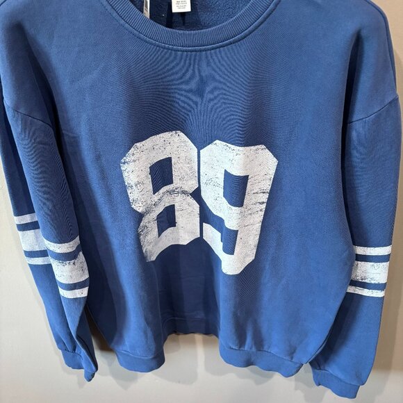 Tilly's Women's Crewneck Sweatshirt SZ: Large Blue/White - Picture 4 of 12